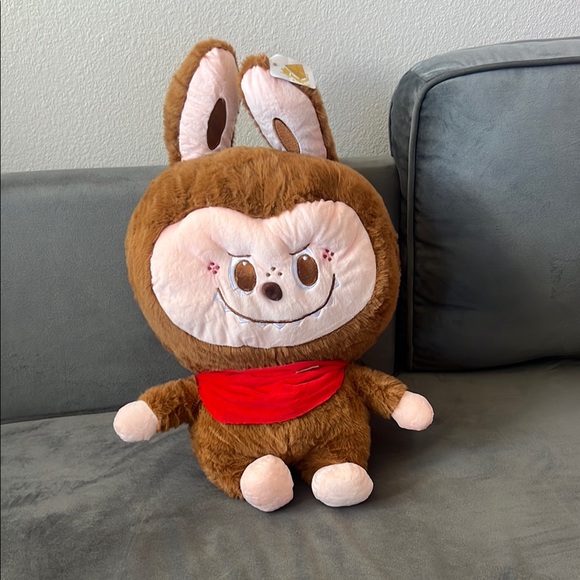 Labubu - Brown Plush Toy with Red Scarf - Picture 1 of 1